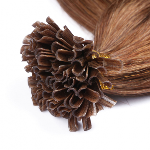 25 x Keratin Bonding Hair Extensions - 8 Goldbraun - 100% Echthaar - NOVON EXTENTIONS 70 cm - 1 g