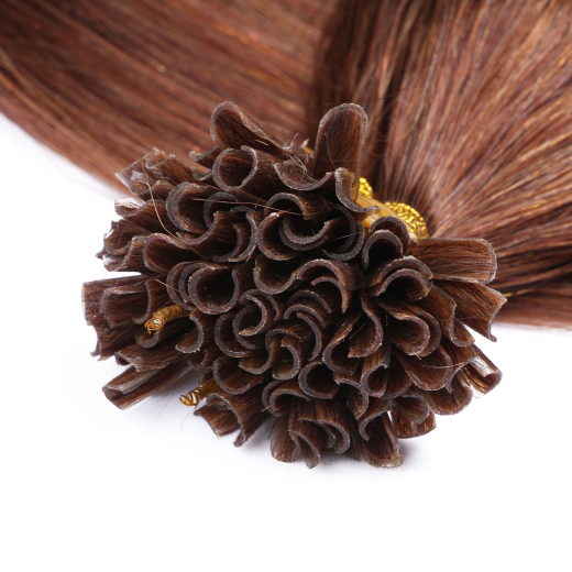 25 x Keratin Bonding Hair Extensions - 33 Rotbraun - 120% Echthaar - NOVON EXTENTIONS 50 cm - 0,5 g