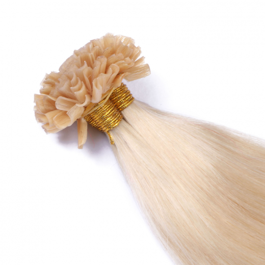 25 x Keratin Bonding Hair Extensions - 60 Weissblond - 100% Echthaar - NOVON EXTENTIONS 40 cm - 0,5 g