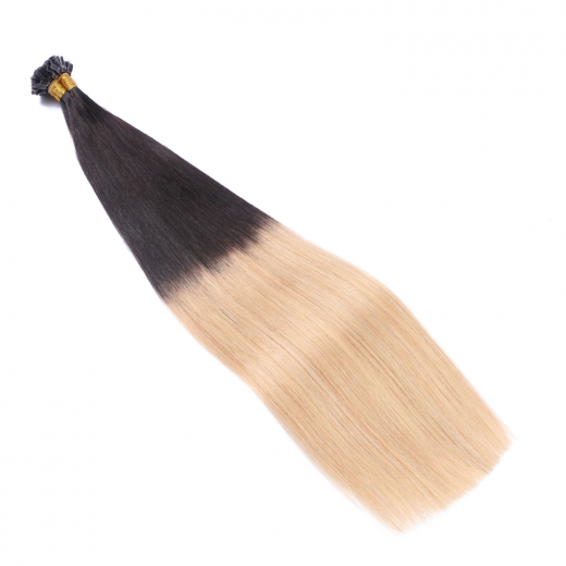 25 x Keratin Bonding Hair Extensions - 1b/24 Ombre - 120% Echthaar - NOVON EXTENTIONS 40 cm - 0,5 g