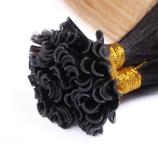 25 x Keratin Bonding Hair Extensions - 1b/24 Ombre - 120% Echthaar - NOVON EXTENTIONS 50 cm - 0,5 g