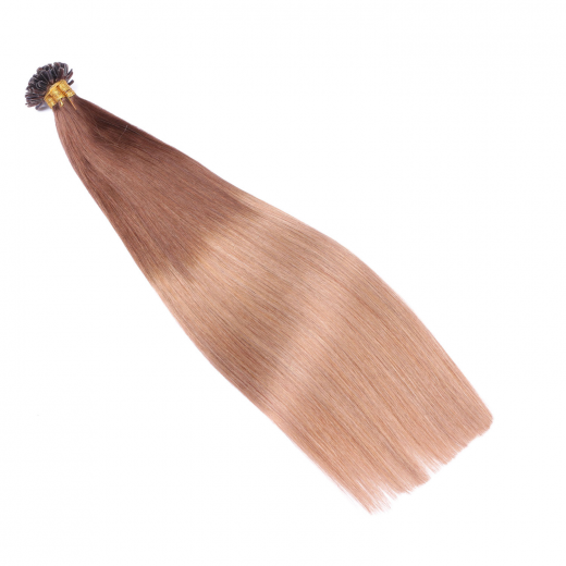 25 x Keratin Bonding Hair Extensions - 4/27 Ombre - 120% Echthaar - NOVON EXTENTIONS 40 cm - 0,5 g