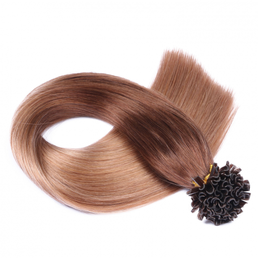 25 x Keratin Bonding Hair Extensions - 4/27 Ombre - 120% Echthaar - NOVON EXTENTIONS 50 cm - 0,5 g