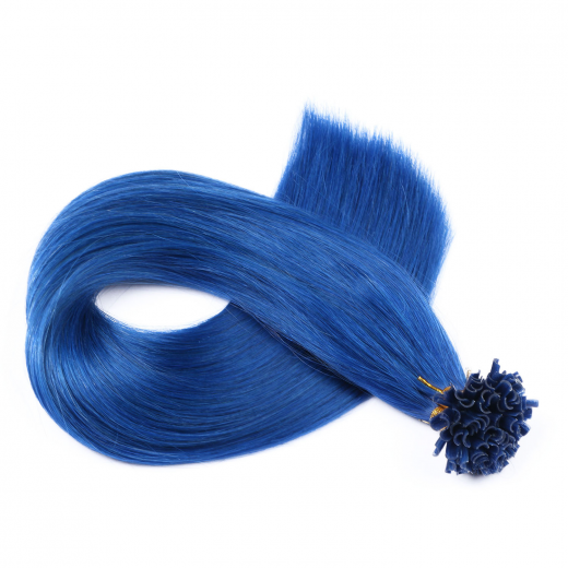 25 x Keratin Bonding Hair Extensions - Blue - 100% Echthaar - NOVON EXTENTIONS 50 cm - 1 g