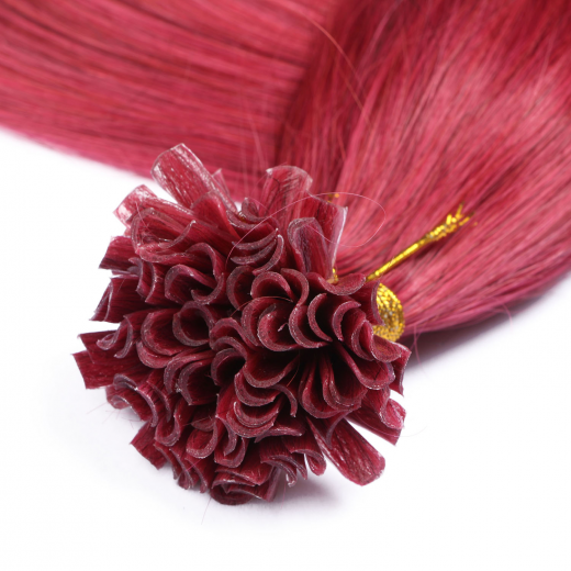 25 x Keratin Bonding Hair Extensions - Burg - 100% Echthaar - NOVON EXTENTIONS 60 cm - 0,5 g