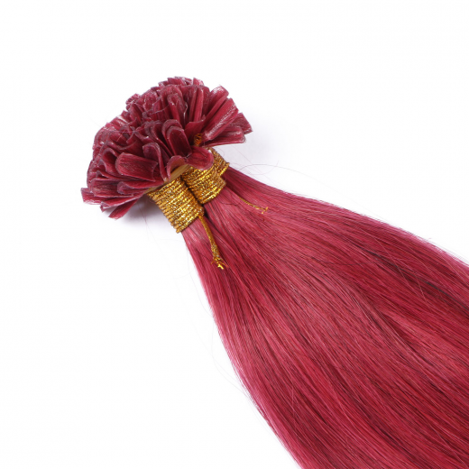 25 x Keratin Bonding Hair Extensions - Burg - 100% Echthaar - NOVON EXTENTIONS 60 cm - 0,5 g