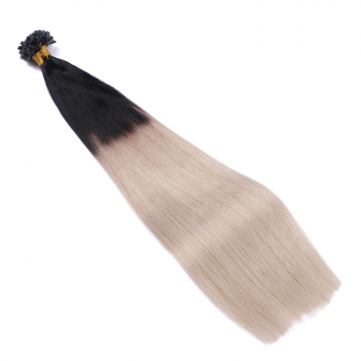 Bonding Extensions #1B/GREY Ombre &ndash; 100 % Echthaar 60 cm - 1 g
