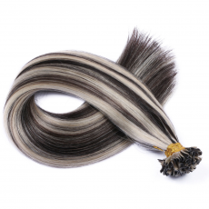 25 x Keratin Bonding Hair Extensions - 1b/Grey Gestrhnt...