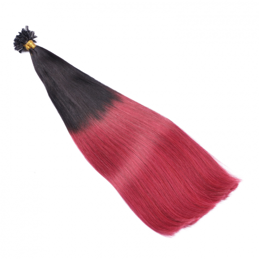 25 x Keratin Bonding Hair Extensions - 1b/Burg Ombre - 100% Echthaar - NOVON EXTENTIONS 50 cm - 1 g