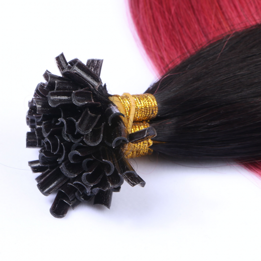 25 x Keratin Bonding Hair Extensions - 1b/Burg Ombre - 100% Echthaar - NOVON EXTENTIONS 70 cm - 1 g