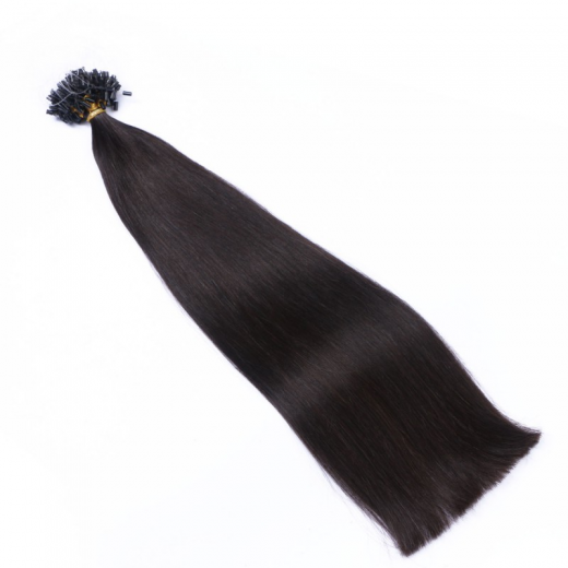 25 x Micro Ring / Loop - 1b Schwarzbraun - Hair Extensions 100% Echthaar - NOVON EXTENTIONS 50 cm - 1 g