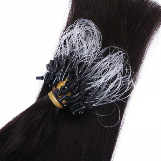25 x Micro Ring / Loop - 1b Schwarzbraun - Hair Extensions 100% Echthaar - NOVON EXTENTIONS 50 cm - 0,5 g