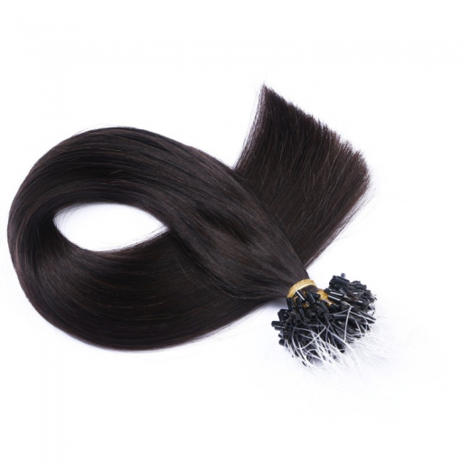 25 x Micro Ring / Loop - 1b Schwarzbraun - Hair Extensions 100% Echthaar - NOVON EXTENTIONS 50 cm - 0,5 g