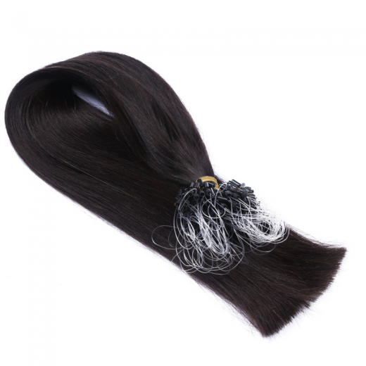 25 x Micro Ring / Loop - 1b Schwarzbraun - Hair Extensions 100% Echthaar - NOVON EXTENTIONS 60 cm - 0,5 g