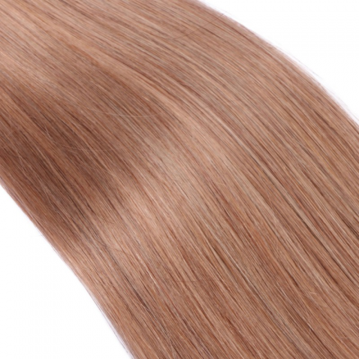 25 x Micro Ring / Loop - 10 Leichtbraun - Hair Extensions 100% Echthaar - NOVON EXTENTIONS 50 cm - 1 g