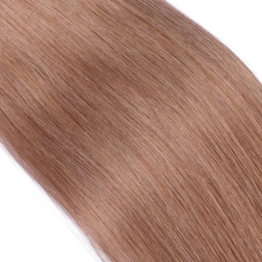 25 x Micro Ring / Loop - 12 Hellbraun - Hair Extensions 100% Echthaar - NOVON EXTENTIONS 60 cm - 0,5 g