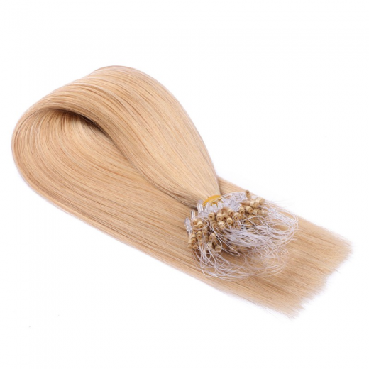 25 x Micro Ring / Loop - 18 Naturaschblond - Hair Extensions 100% Echthaar - NOVON EXTENTIONS 50 cm - 1 g