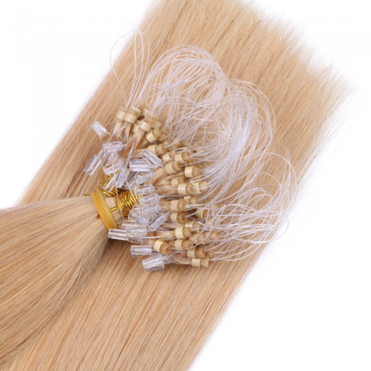25 x Micro Ring / Loop - 18 Naturaschblond - Hair Extensions 100% Echthaar - NOVON EXTENTIONS 60 cm - 1 g