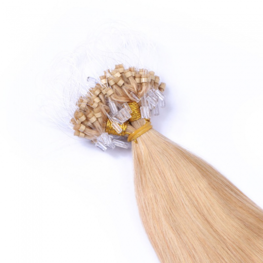 25 x Micro Ring / Loop - 18 Naturaschblond - Hair Extensions 100% Echthaar - NOVON EXTENTIONS 60 cm - 1 g