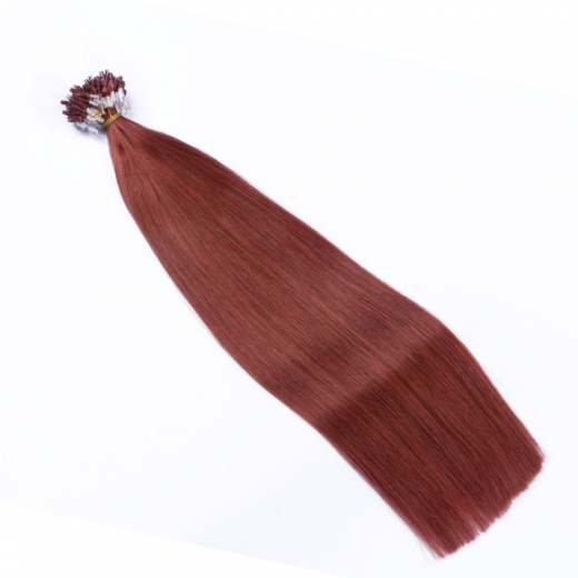 25 x Micro Ring / Loop - 14 Rot - Hair Extensions 100% Echthaar - NOVON EXTENTIONS 50 cm - 1 g