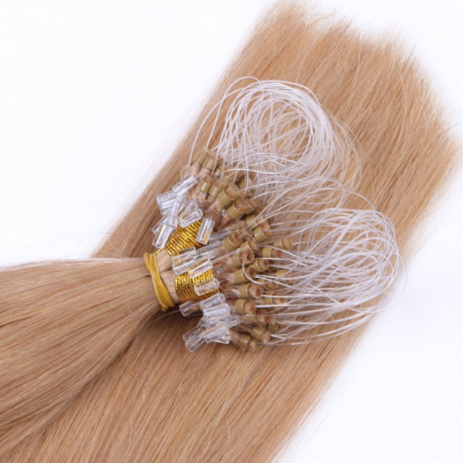 25 x Micro Ring / Loop - 20 Aschblond - Hair Extensions 100% Echthaar - NOVON EXTENTIONS 50 cm - 1 g