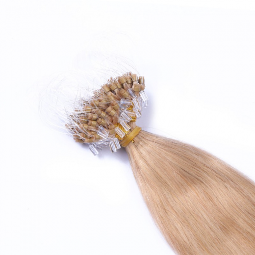 25 x Micro Ring / Loop - 20 Aschblond - Hair Extensions 100% Echthaar - NOVON EXTENTIONS 50 cm - 1 g
