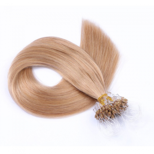 25 x Micro Ring / Loop - 20 Aschblond - Hair Extensions 100% Echthaar - NOVON EXTENTIONS 50 cm - 0,5 g