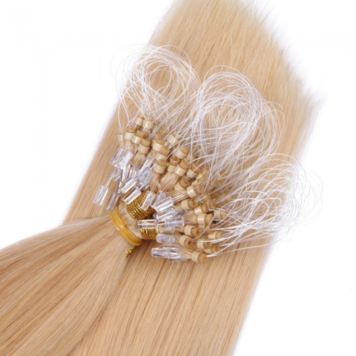 25 x Micro Ring / Loop - 24 Goldblond - Hair Extensions 100% Echthaar - NOVON EXTENTIONS 50 cm - 1 g