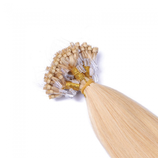 25 x Micro Ring / Loop - 24 Goldblond - Hair Extensions 100% Echthaar - NOVON EXTENTIONS 50 cm - 1 g