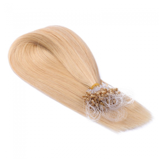 25 x Micro Ring / Loop - 24 Goldblond - Hair Extensions 100% Echthaar - NOVON EXTENTIONS 60 cm - 1 g