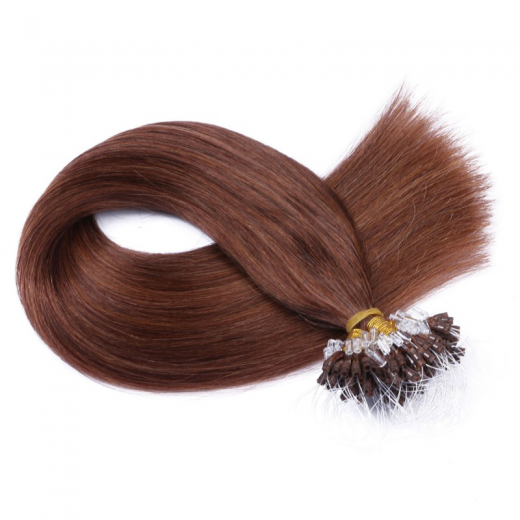 25 x Micro Ring / Loop - 33 Rotbraun - Hair Extensions 100% Echthaar - NOVON EXTENTIONS 50 cm - 1 g