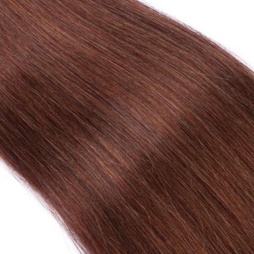 25 x Micro Ring / Loop - 33 Rotbraun - Hair Extensions 100% Echthaar - NOVON EXTENTIONS 50 cm - 0,5 g