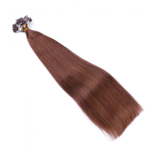25 x Micro Ring / Loop - 33 Rotbraun - Hair Extensions 100% Echthaar - NOVON EXTENTIONS 50 cm - 0,5 g