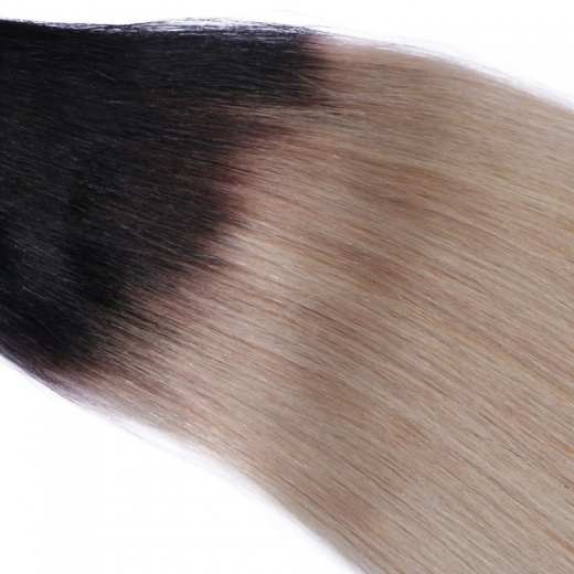 25 x Micro Ring / Loop - 1b/Grey Ombre - Hair Extensions 100% Echthaar - NOVON EXTENTIONS 60 cm - 0,5 g