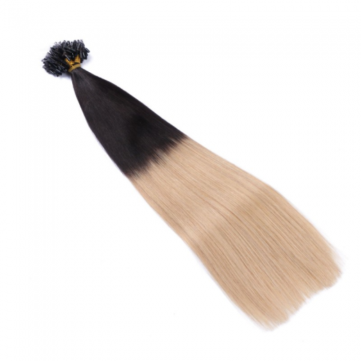 25 x Micro Ring / Loop - 1b/24 Ombre - Hair Extensions 100% Echthaar - NOVON EXTENTIONS 50 cm - 1 g