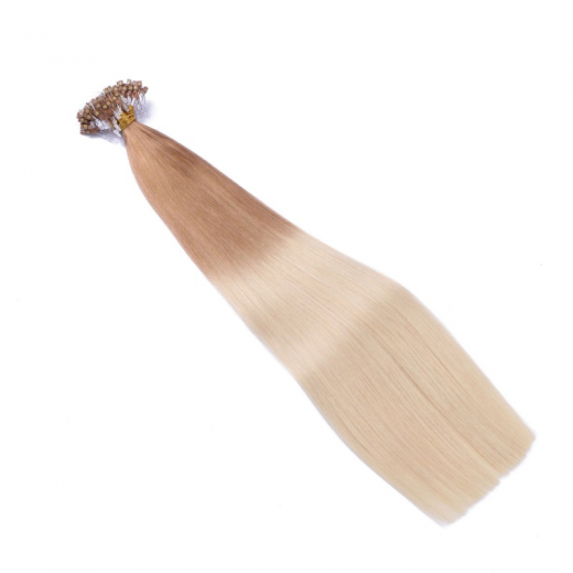 25 x Micro Ring / Loop - 12/60 Ombre - Hair Extensions 100% Echthaar - NOVON EXTENTIONS 50 cm - 0,5 g