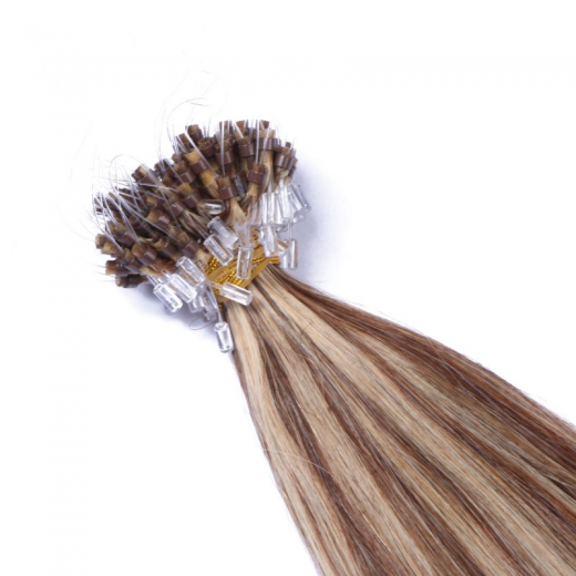 25 x Micro Ring / Loop - 4/24 Gestrhnt - Hair Extensions 100% Echthaar - NOVON EXTENTIONS 50 cm - 0,5 g