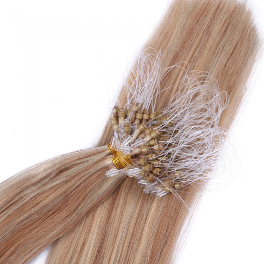 25 x Micro Ring / Loop - 12/613 Gestrhnt - Hair Extensions 100% Echthaar - NOVON EXTENTIONS 60 cm - 1 g