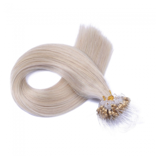 25 x Micro Ring / Loop - Grey / Grau - Hair Extensions 100% Echthaar - NOVON EXTENTIONS 50 cm - 1 g