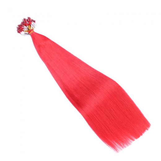 25 x Micro Ring / Loop - Red - Hair Extensions 100% Echthaar - NOVON EXTENTIONS 60 cm - 1 g