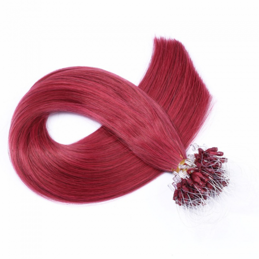 25 x Micro Ring / Loop - Burg - Hair Extensions 100% Echthaar - NOVON EXTENTIONS 60 cm - 0,5 g