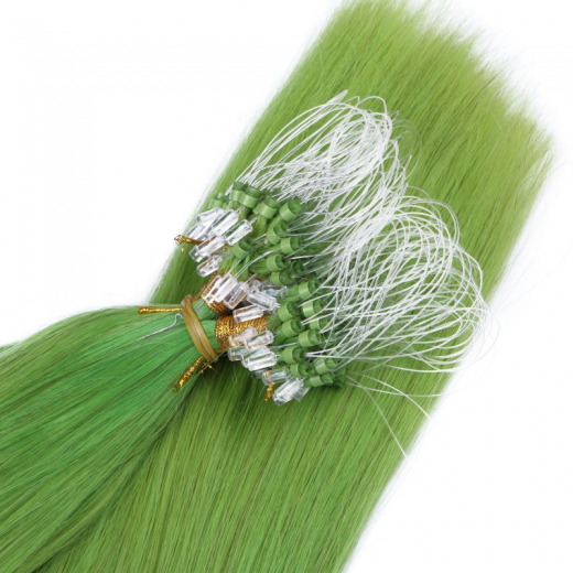 25 x Micro Ring / Loop - Grn - Hair Extensions 100% Echthaar - NOVON EXTENTIONS 50 cm - 0,5 g