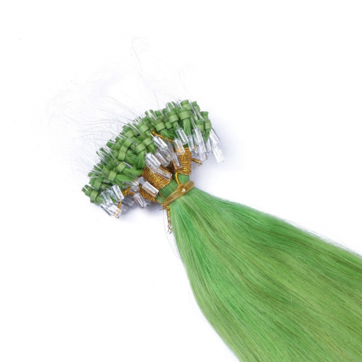 25 x Micro Ring / Loop - Grn - Hair Extensions 100% Echthaar - NOVON EXTENTIONS 50 cm - 0,5 g