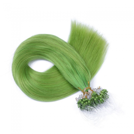 25 x Micro Ring / Loop - Grn - Hair Extensions 100% Echthaar - NOVON EXTENTIONS 50 cm - 0,5 g