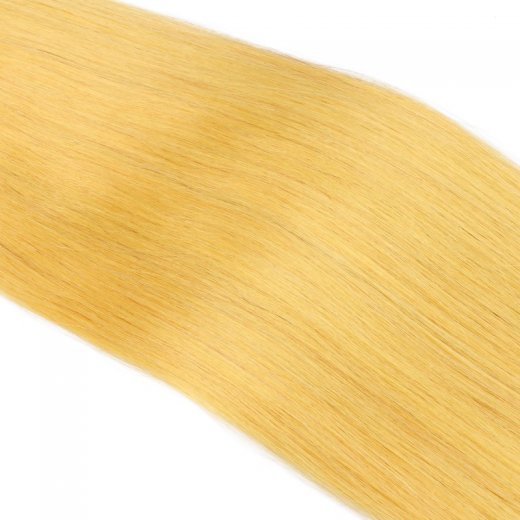 25 x Micro Ring / Loop - Yellow - Hair Extensions 100% Echthaar - NOVON EXTENTIONS 50 cm - 0,5 g