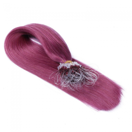 25 x Micro Ring / Loop - Violett - Hair Extensions 100% Echthaar - NOVON EXTENTIONS 60 cm - 1 g