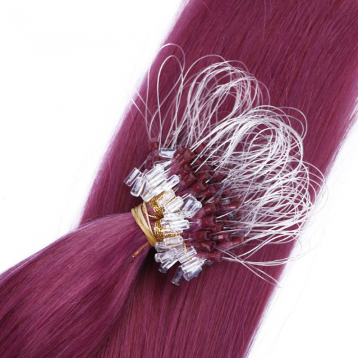 25 x Micro Ring / Loop - Violett - Hair Extensions 100% Echthaar - NOVON EXTENTIONS 60 cm - 1 g