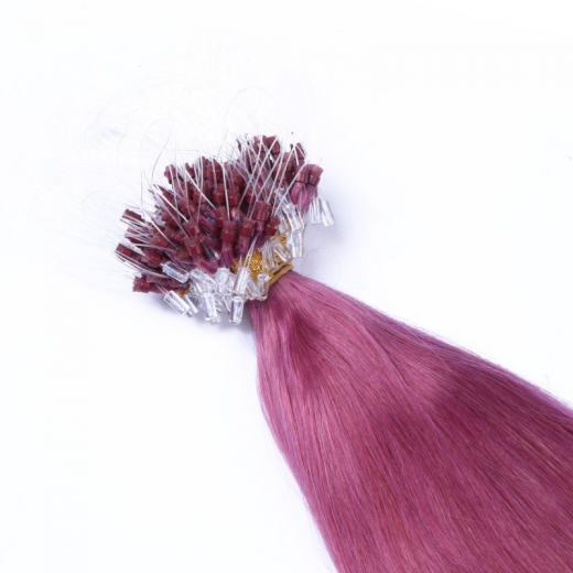 25 x Micro Ring / Loop - Violett - Hair Extensions 100% Echthaar - NOVON EXTENTIONS 60 cm - 1 g