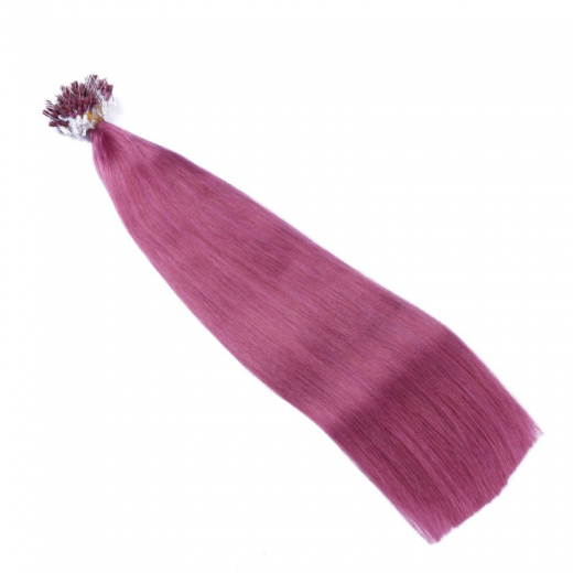 25 x Micro Ring / Loop - Violett - Hair Extensions 100% Echthaar - NOVON EXTENTIONS 60 cm - 1 g