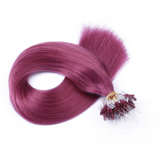 25 x Micro Ring / Loop - Violett - Hair Extensions 100% Echthaar - NOVON EXTENTIONS 60 cm - 1 g